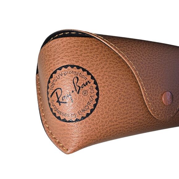Ray Ban Luxottica Sunglasses Case Fold-Over Tan Light Brown Lined Interior Beach - Picture 2 of 5